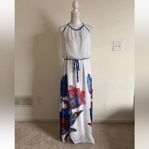 BISOU BISOU Floral Print Spaghetti Strap Maxi Dress 16 $70